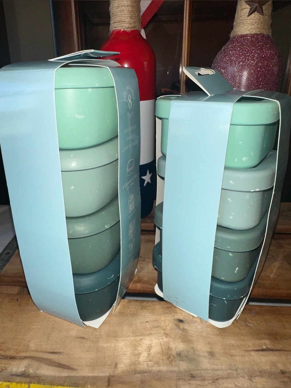Silicone Snack Containers 6.7 Oz & 3.5 Oz - Mint & Teal Stackable Set ~ New - Picture 9 of 9